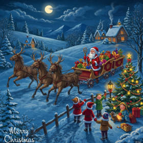 Kit de peinture par numero - La Magie du Traîneau de Noël
