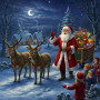 Kit de peinture par numero - L'Arrivée du Père Noël au Village