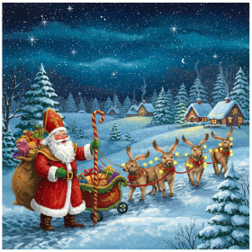 Kit de peinture par numero - Saint Nicolas et l'Attelage de Lapins