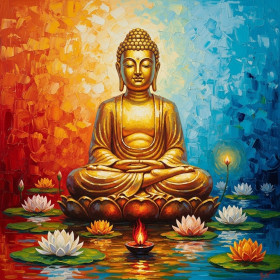Kit de peinture par numero - Bouddha Sérénité du Lotus