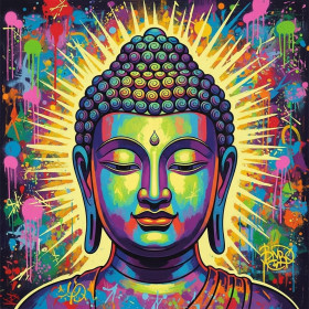 Kit de peinture par numero - Bouddha Éclat Psychédélique