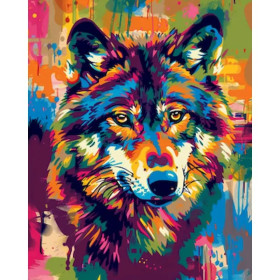 Kit de peinture par numero - Loup Esprit Sauvage au Style Pop Art