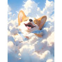 Kit de peinture par numero - Corgi Heureux dans les Nuages