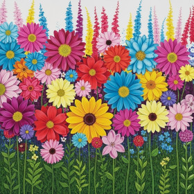 Kit de peinture par numero - Champ de Fleurs Multicolores