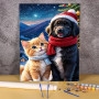 Kit de peinture par numero - Noël Câlin entre Chaton et Chiot