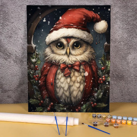 Kit de peinture par numero - Le Hibou Sage de Noël