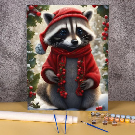 Kit de peinture par numero - Le Raton Laveur Festif
