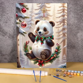 Kit de peinture par numero - Le Panda Ornement de Noël