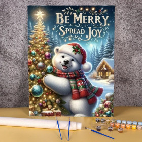 Kit de peinture par numero - L'Ours Polaire Joyeux de Noël
