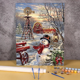 Kit de peinture par numero - Noël Rustique à la Ferme