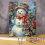 Kit de peinture par numero - Bonhomme de Neige et ses Roses d'Hiver