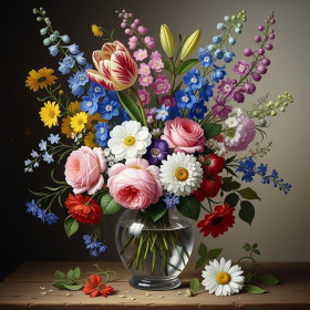 Kit de peinture par numero - Bouquet de Fleurs des Champs Vibrant