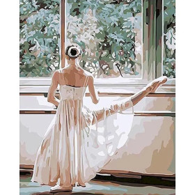 Kit de peinture par numero - Ballerine Étirement à la Fenêtre