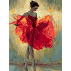 Kit de peinture par numero - Danseuse Robe Rouge Flamboyante