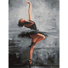 Kit de peinture par numero - Ballerine Tutu Noir Élégante