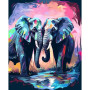 Kit de peinture par numero - Couple d'Éléphants Pop Art