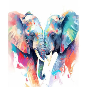 Kit de peinture par numero - Cœur d'Éléphants Aquarelle