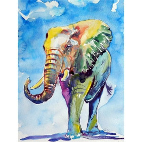Kit de peinture par numero - L'Éléphant Majestueux en Aquarelle