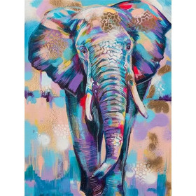 Kit de peinture par numero - Éléphant Abstrait aux Motifs Dorés