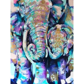 Kit de peinture par numero - Éléphants Sagesse Colorée