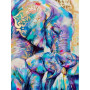 Kit de peinture par numero - Famille Éléphant Amour Orné