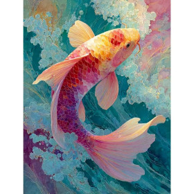 Kit de peinture par numero - Carpe Koï Vague de Couleurs