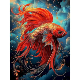 Kit de peinture par numero - Poisson Combattant Danse Cosmique
