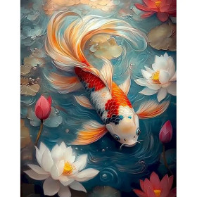 Kit de peinture par numero - Carpe Koï Ballet Aquatique
