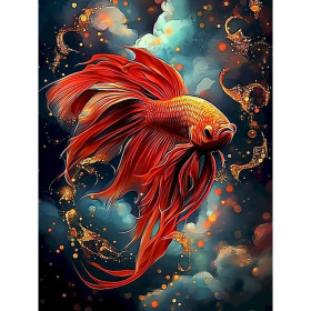 Kit de peinture par numero - Poisson Combattant Rêve Scintillant