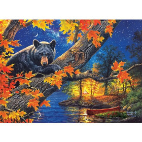 Kit de peinture par numero - Ours Noir Nuit d'Automne au Camp