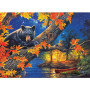 Kit de peinture par numero - Ours Noir Nuit d'Automne au Camp