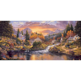 Kit de peinture par numero - Village de Montagne Crépuscule Serein