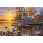 Kit de peinture par numero - Bord de Lac Coucher de Soleil Doré
