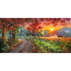Kit de peinture par numero - Crépuscule d'Automne La Traversée des Cerfs
