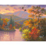 Kit de peinture par numero - Crépuscule d'Automne Le Vol des Oies