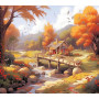 Kit de peinture par numero - Chaumière d'Automne Le Pont de Bois