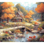 Kit de peinture par numero - Cottage d'Automne Le Pont de Pierre