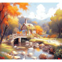Kit de peinture par numero - Cottage d'Automne La Rivière Paisible