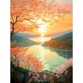 Kit de peinture par numero - Paysage Japonais Lueur sur le Lac