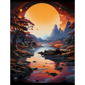 Kit de peinture par numero - Paysage Cosmique La Rivière Solaire