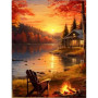 Kit de peinture par numero - Chalet d'Automne Soirée au coin du Feu