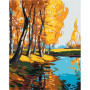 Kit de peinture par numero - Forêt d'Automne Reflets Dorés