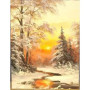 Kit de peinture par numero - Hiver Doré Coucher de Soleil sur la Neige