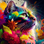 Kit de peinture par numero - Chat Psychédélique Tableau Coloré
