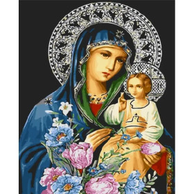 Kit de peinture par numero - Vierge à l'Enfant Le Bouquet Divin