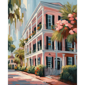 Kit de peinture par numero - Maison Coloniale Charme Tropical