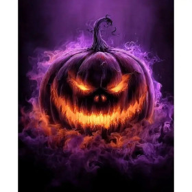 Kit de peinture par numero - Citrouille Infernale d'Halloween