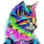 Kit de peinture par numero - Chat Arc-en-Ciel Tableau Félin Coloré