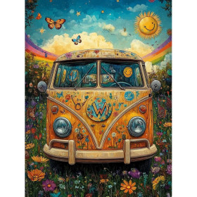 Kit de peinture par numero - Combi VW Hippie Peace & Love