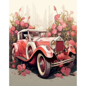 Kit de peinture par numero - Voiture Vintage & Roses